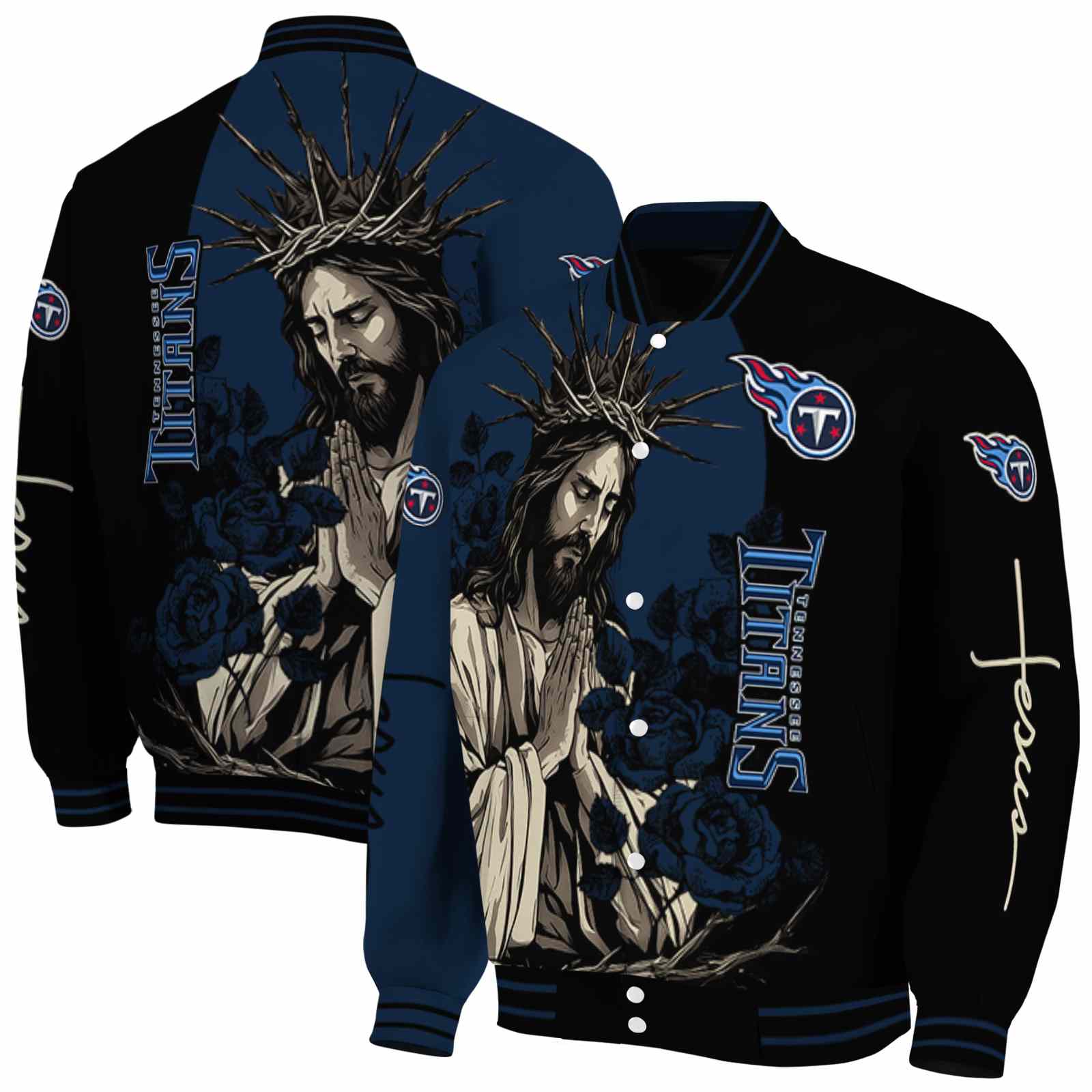 Tennessee Titans NCAA Hands In Prayer Navy Black Jacket Custom Gift For Sport Team Fans 