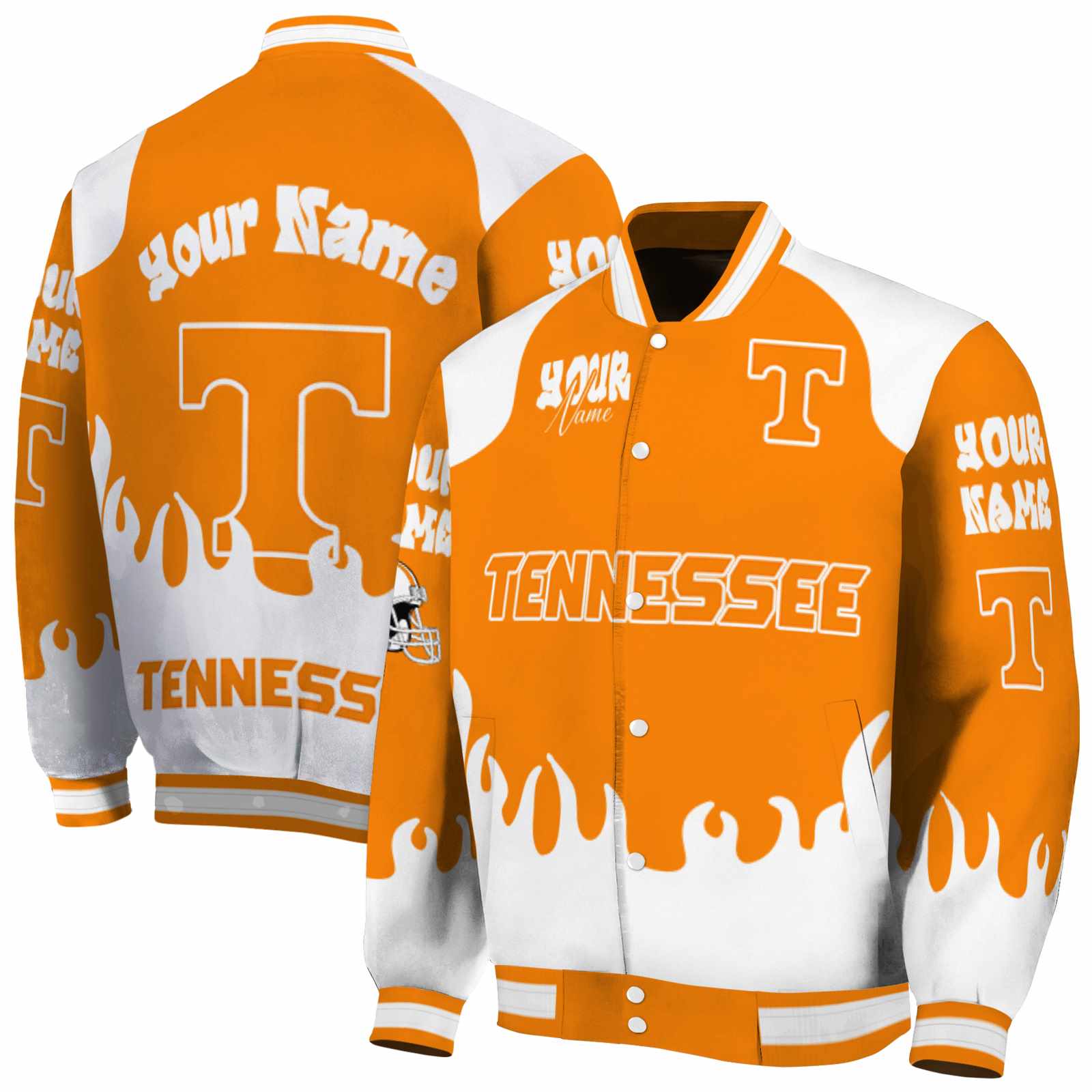 Tennessee Volunteers NCAA Fire Graphic Orange Jacket Personalized For Football Fans