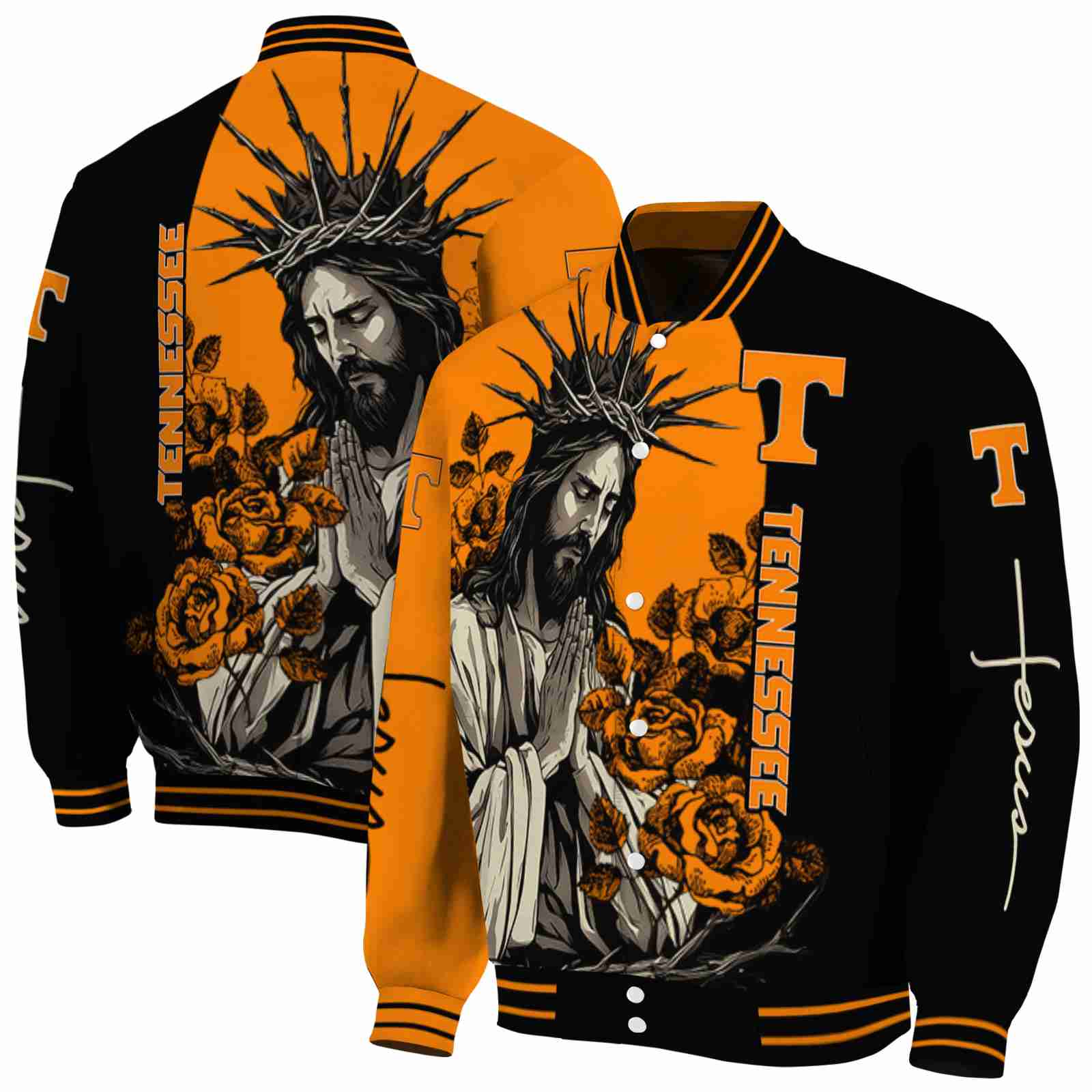Tennessee Volunteers NCAA Hands In Prayer Orange Black Jacket Custom Gift For Sport Team Fans 