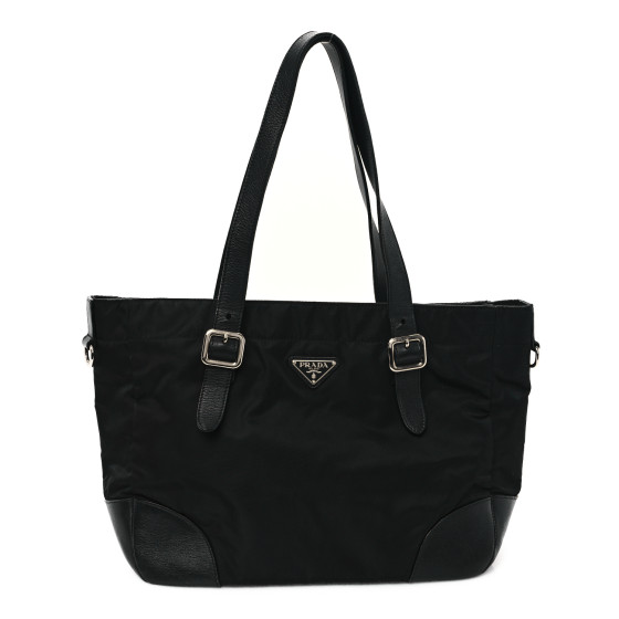 Tessuto Nylon Soft Calfskin Tote Black