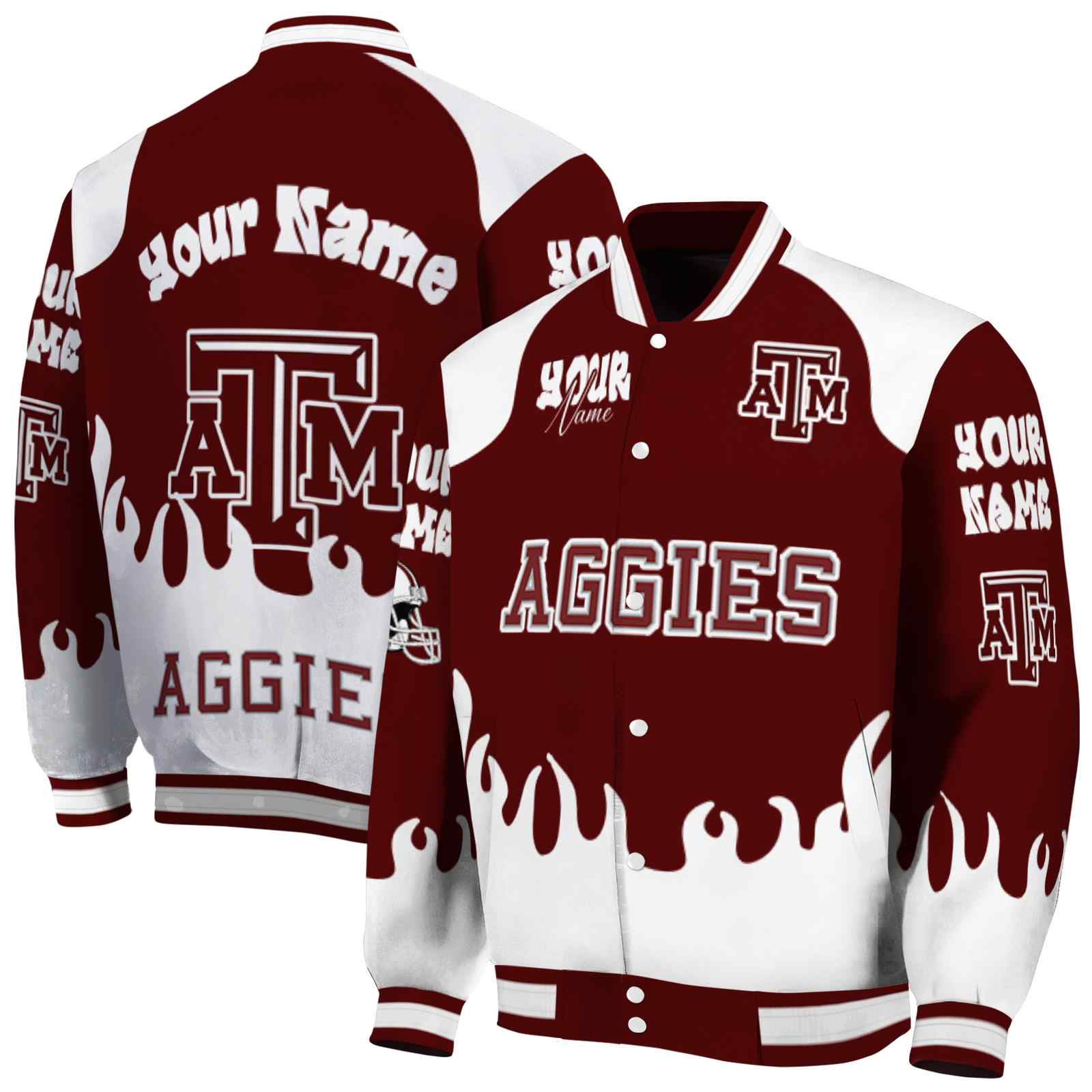 Texas A&M Aggies NCAA Fire Graphic Maroon Jacket Custom For Football Fans