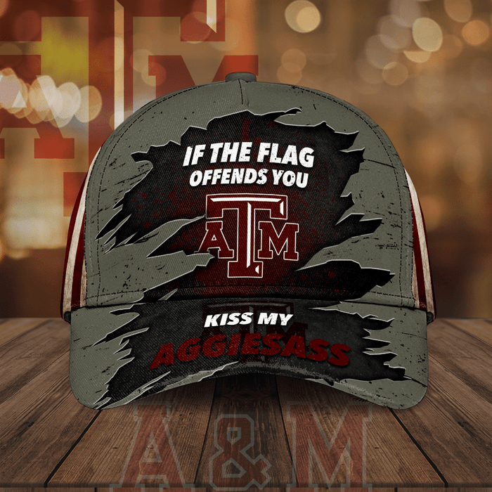 Texas AM Aggies If The Flag Offends You Kiss My Aggiesass 3D Classic Baseball Cap CNI2152
