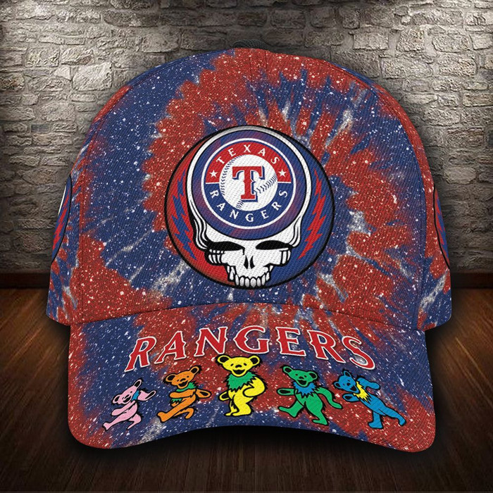 Texas Rangers Grateful Dead Band 3D Baseball Cap Blue Red CNI543