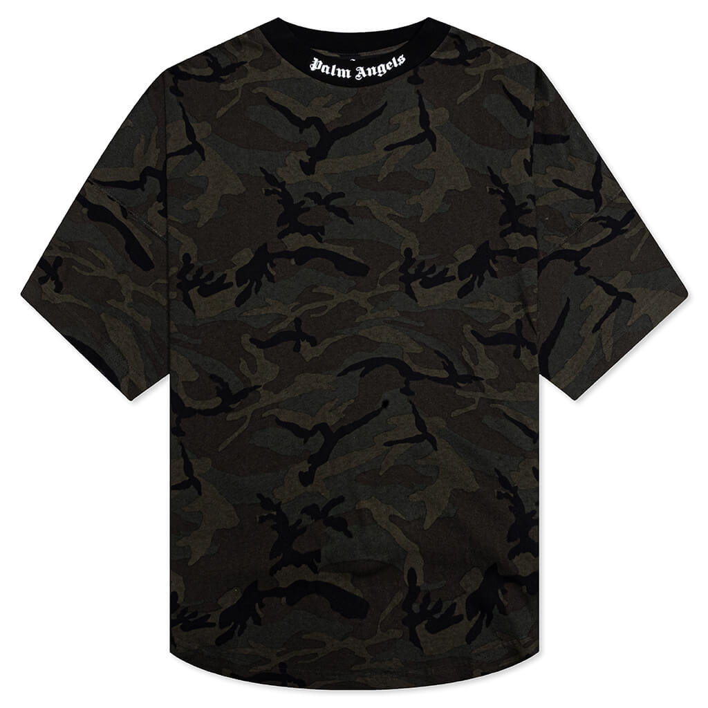 The Palm Angels Camo Classic Logo Over Tee - Military/Black