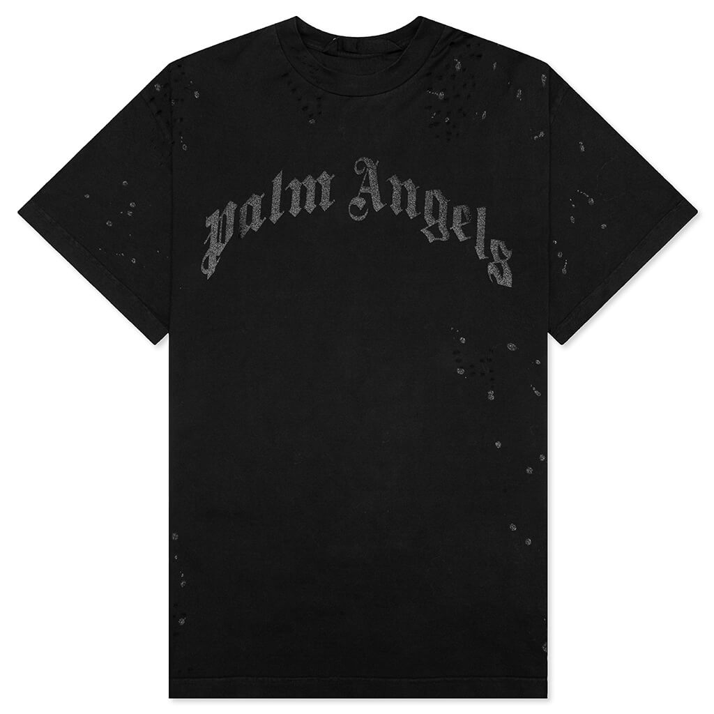 The Palm Angels Glittered Logo Classic Tee- Black/Black