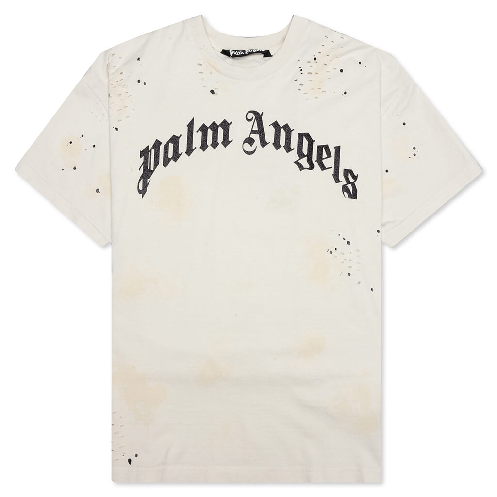 The Palm Angels Glittered Logo Classic Tee- Off-White/Black
