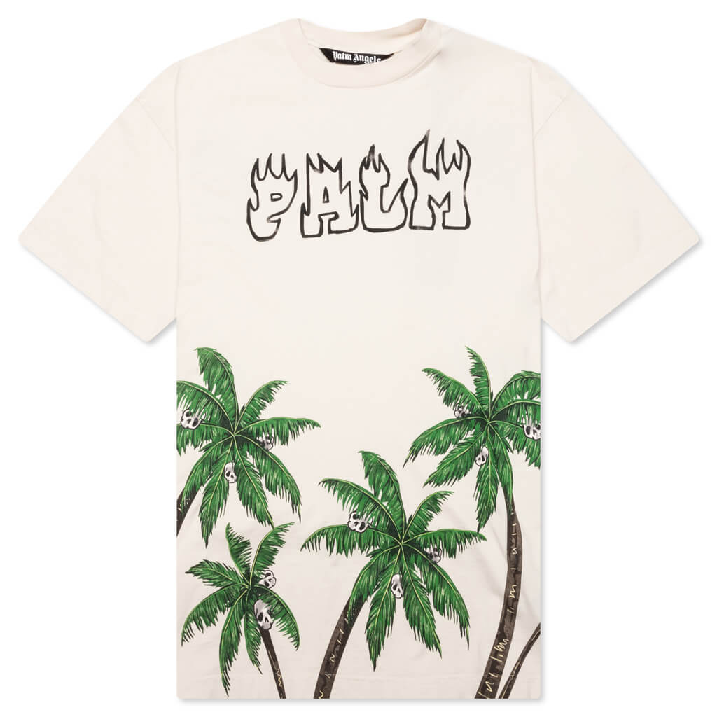 The Palm Angels Palm & Skull Vintage Tee - White/Green