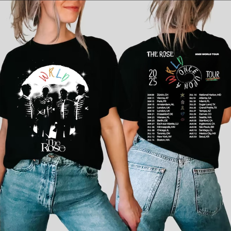 The Rose Once Upon Awrld World Tour 2025 T-Shirt, The Rose Wrld Tracklist Shirt