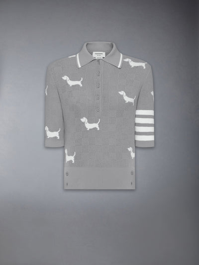 THOM BROWNE 4-BAR HECTOR POINTELLE POLO -Â LT GREY