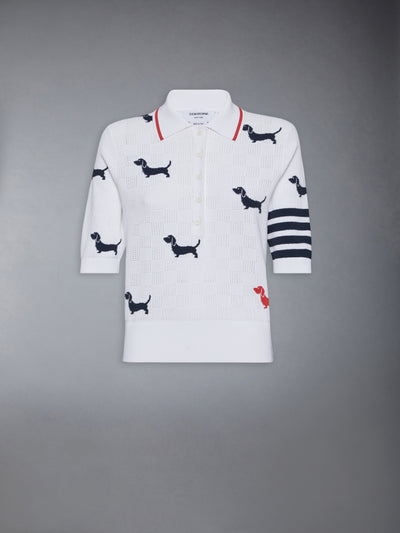THOM BROWNE 4-BAR HECTOR POINTELLE POLO -Â WHITE