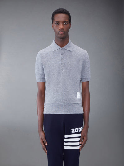 THOM BROWNE CASHMERE PIQUE 2003 RIB CUFF POLO -Â LT GREY