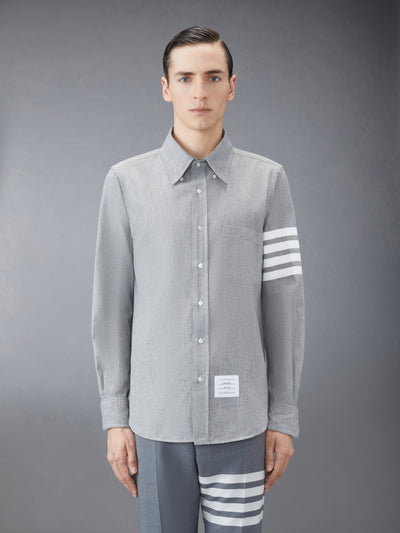 THOM BROWNE CHAMBRAY 4-BAR SHIRT - MED GREY