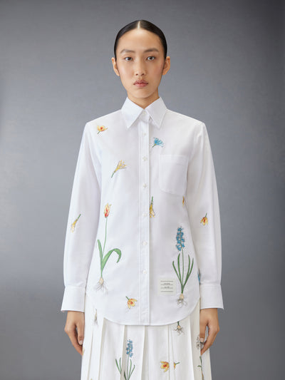 THOM BROWNE CLASSIC FLOWERS AND BUDS SHIRT - WHITE