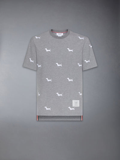 THOM BROWNE CLASSIC PIQUE HECTOR TEE - LT GREY