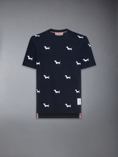THOM BROWNE CLASSIC PIQUE HECTOR TEE - NAVY