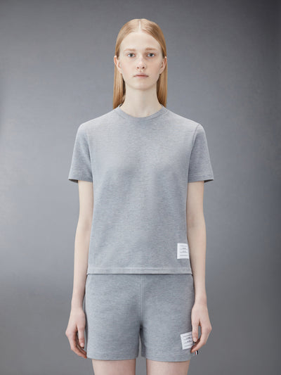 THOM BROWNE CLASSIC PIQUE STRIPE TEE - LT GREY