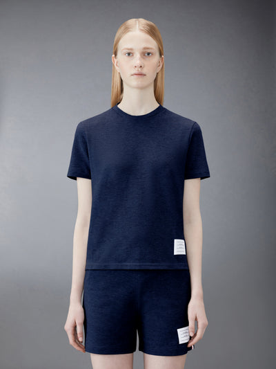 THOM BROWNE CLASSIC PIQUE STRIPE TEE - NAVY