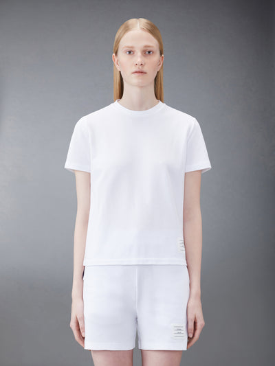 THOM BROWNE CLASSIC PIQUE STRIPE TEE - WHITE