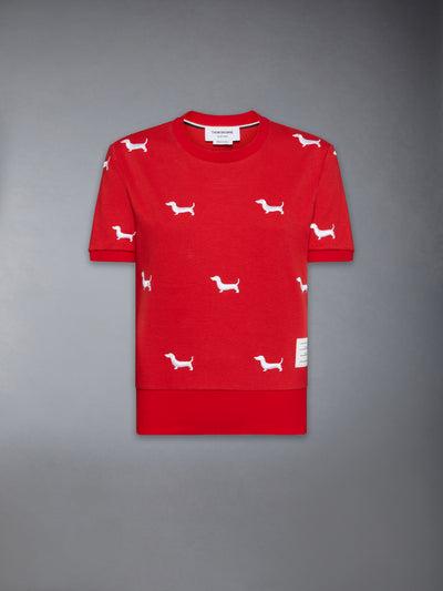 THOM BROWNE COTTON MILANO SHORT SLEEVE HECTOR TEE -Â RED