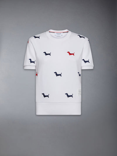THOM BROWNE COTTON MILANO SHORT SLEEVE HECTOR TEE -Â WHITE