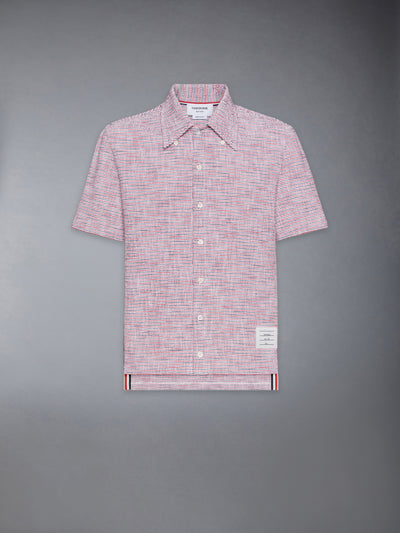 THOM BROWNE COTTON TWEED SHORT SLEEVE SHIRT - RWBWHT