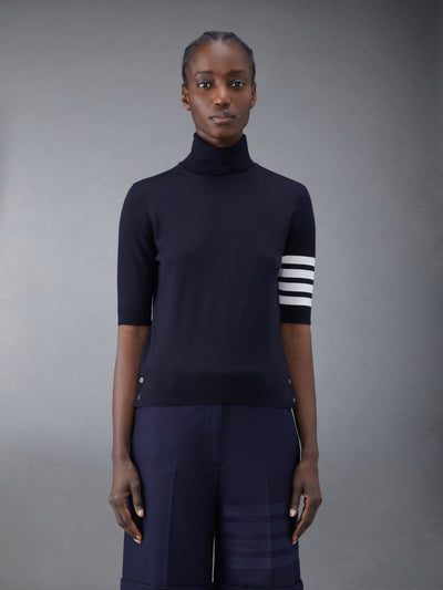 THOM BROWNE FINE MERINO WOOL 4-BAR TURTLENECK -Â NAVY