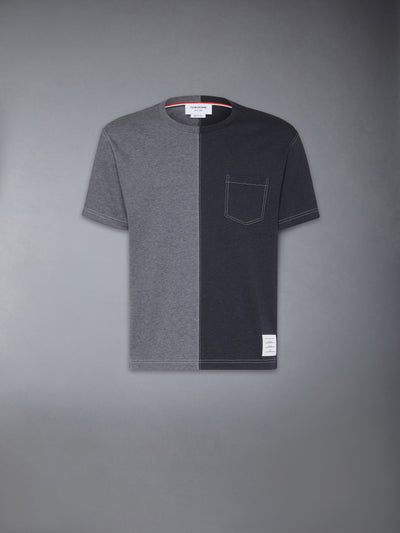 THOM BROWNE FUNMIX COTTON MILANO CONTRAST STITCH POCKET TEE -Â FUN MIX
