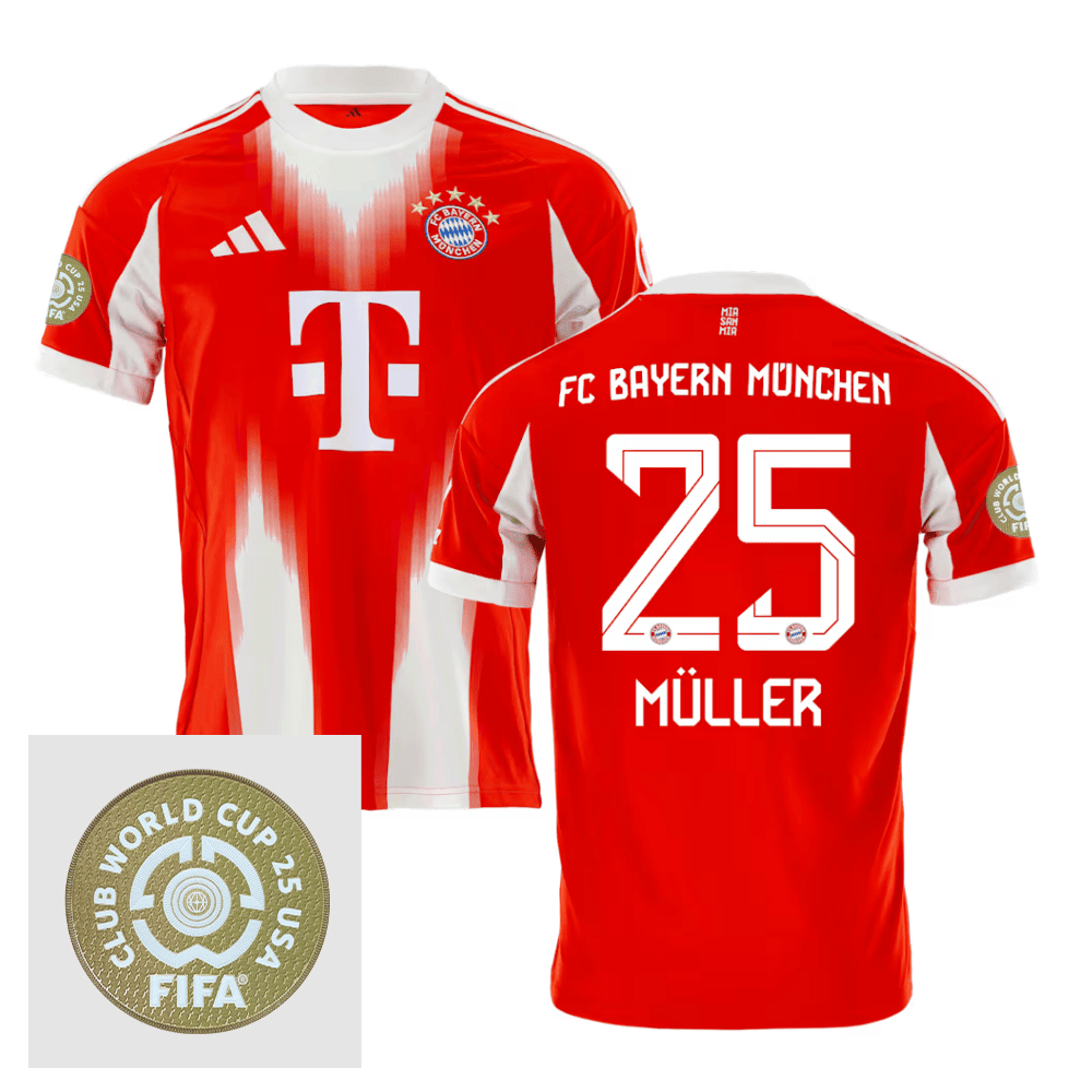 Thomas Mller 25 Bayern Munich 2025/26 FIFA Club World Cup 25 USA Patch Home Men Jersey - Red