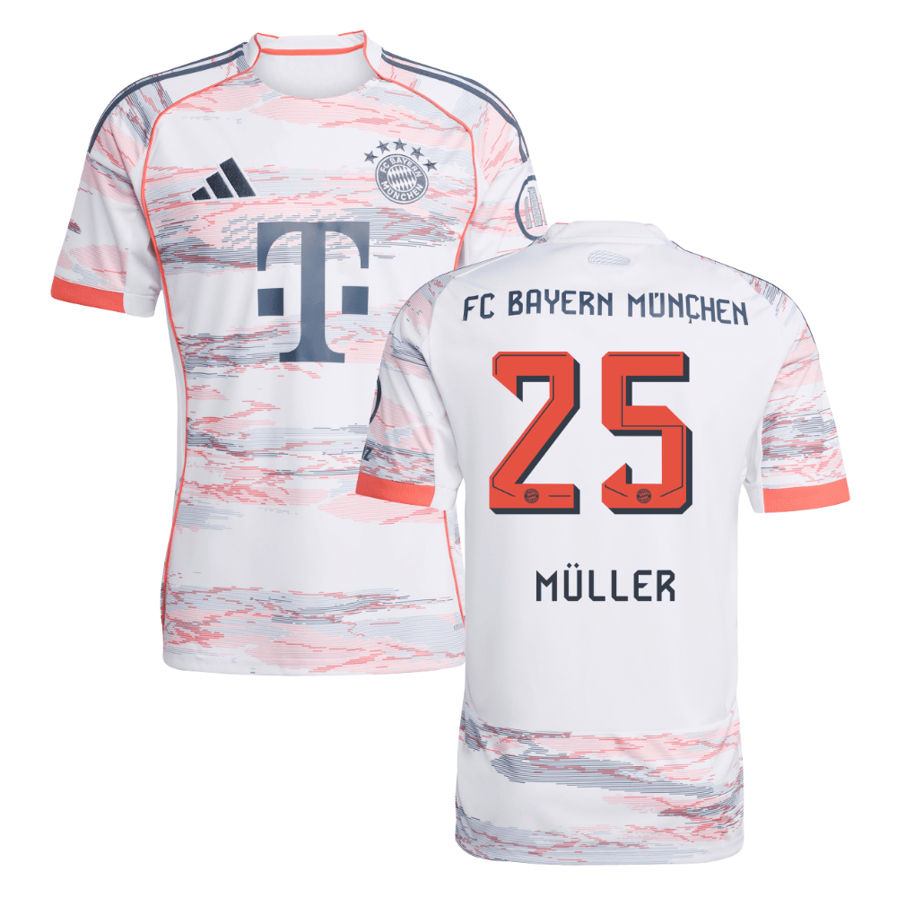 Thomas Muller #25 Bayern Munich 2025-26 Away Men Jersey - White