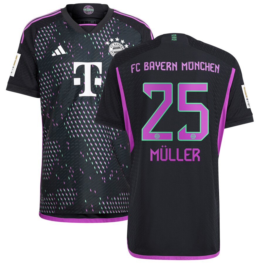 Thomas Muller Bayern Munich adidas 2023/24 Away Player Jersey - Black