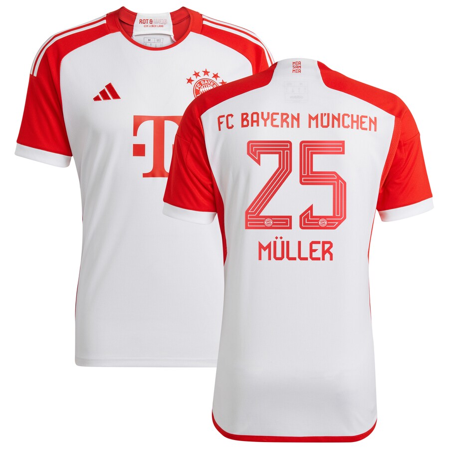 Thomas Muller Bayern Munich adidas 2023/24 Home Jersey - White