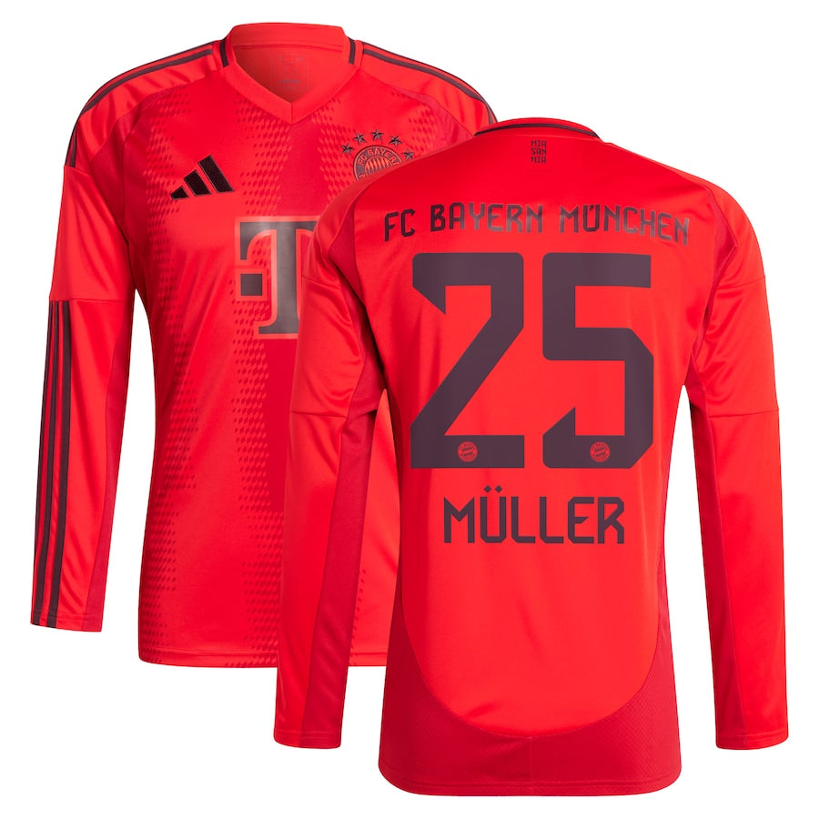 Thomas Muller Bayern Munich adidas 2024/25 Home Long Sleeve Player Jersey - Red