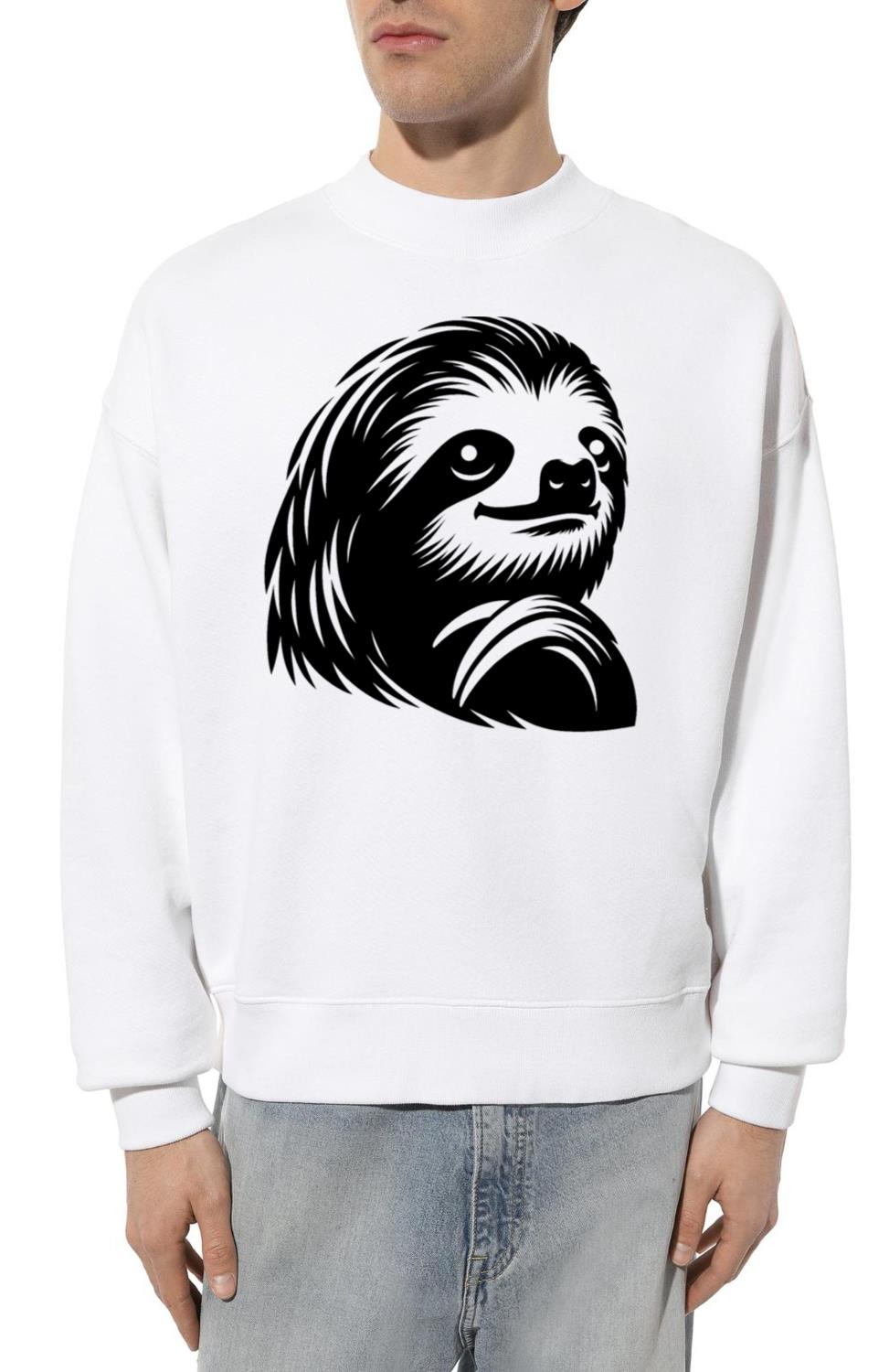 Thoughtful sloth face portrait silhouette - Unisex Sweatshirt