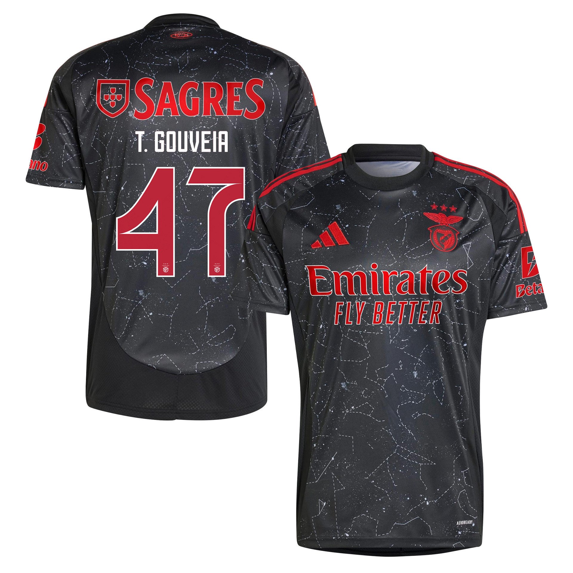 Tiago Gouveia 47 S.L. Benfica 2024/25 Away Men Jersey - Black