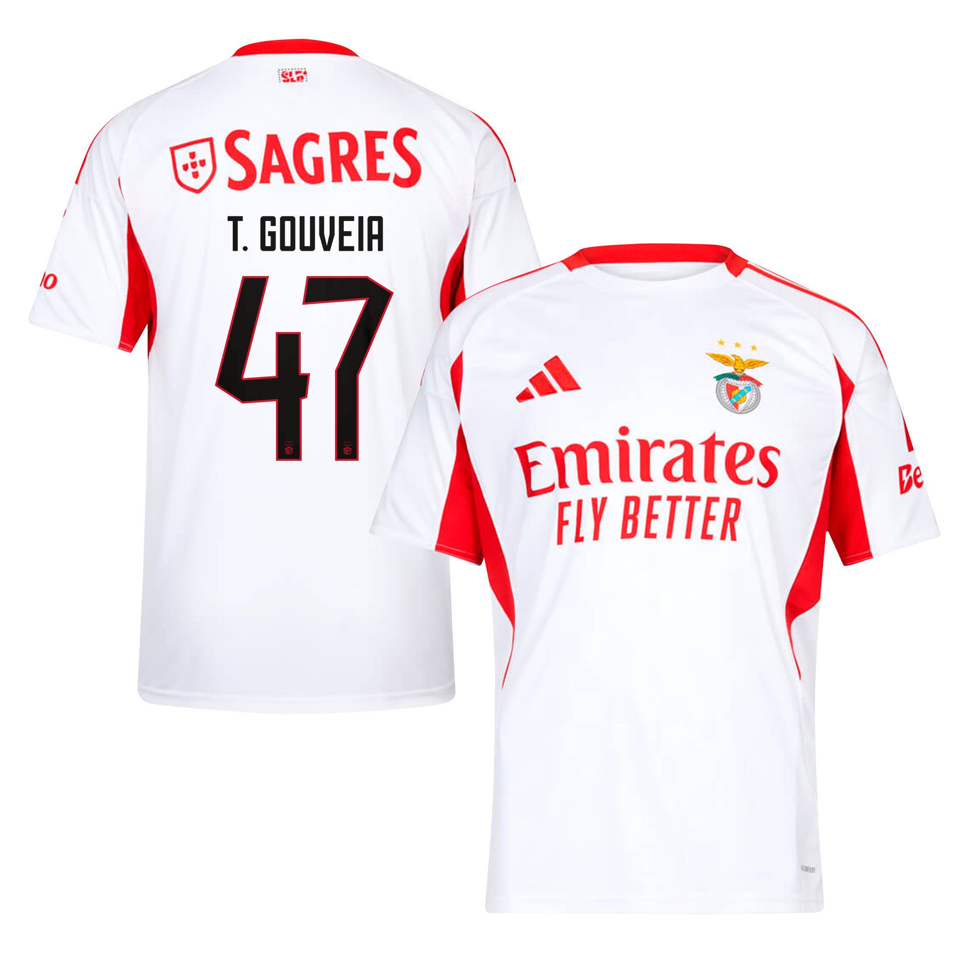 Tiago Gouveia 47 SL Benfica 2025/26 Away Men Jersey - White