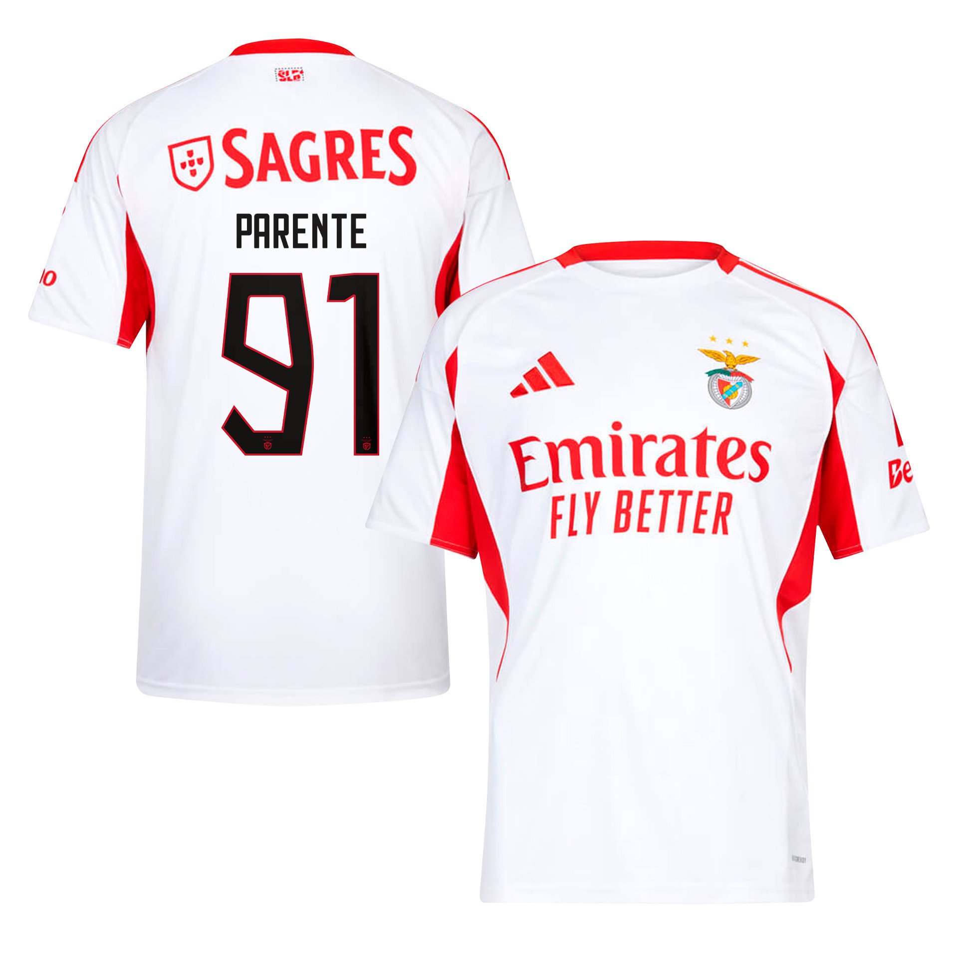 Tiago Parente 91 SL Benfica 2025/26 Away Men Jersey - White