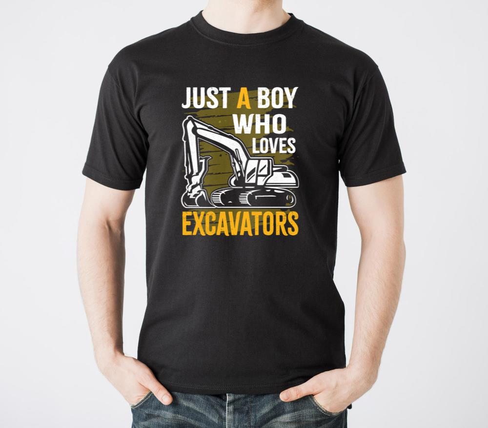 Title- Kids Construction Vehicle Just A Boy Who - Unisex Standard T-Shirt