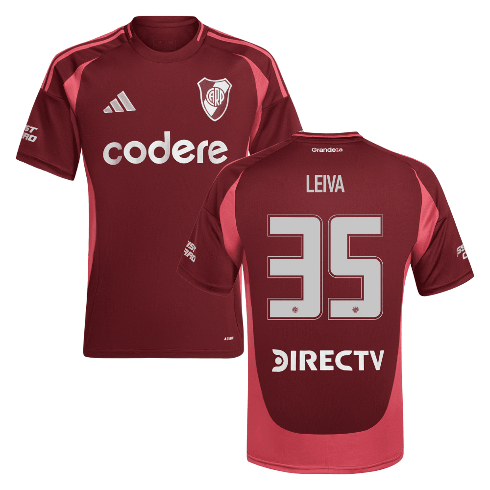 Tobias Leiva 35 River Plate 2024-25 Away Match Jersey - Crimson