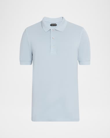 TOM FORD Men's Lyocell Pique Polo Shirt Arctic blue