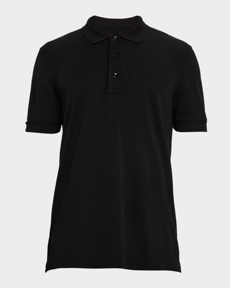 TOM FORD Men's Lyocell Pique Polo Shirt Black