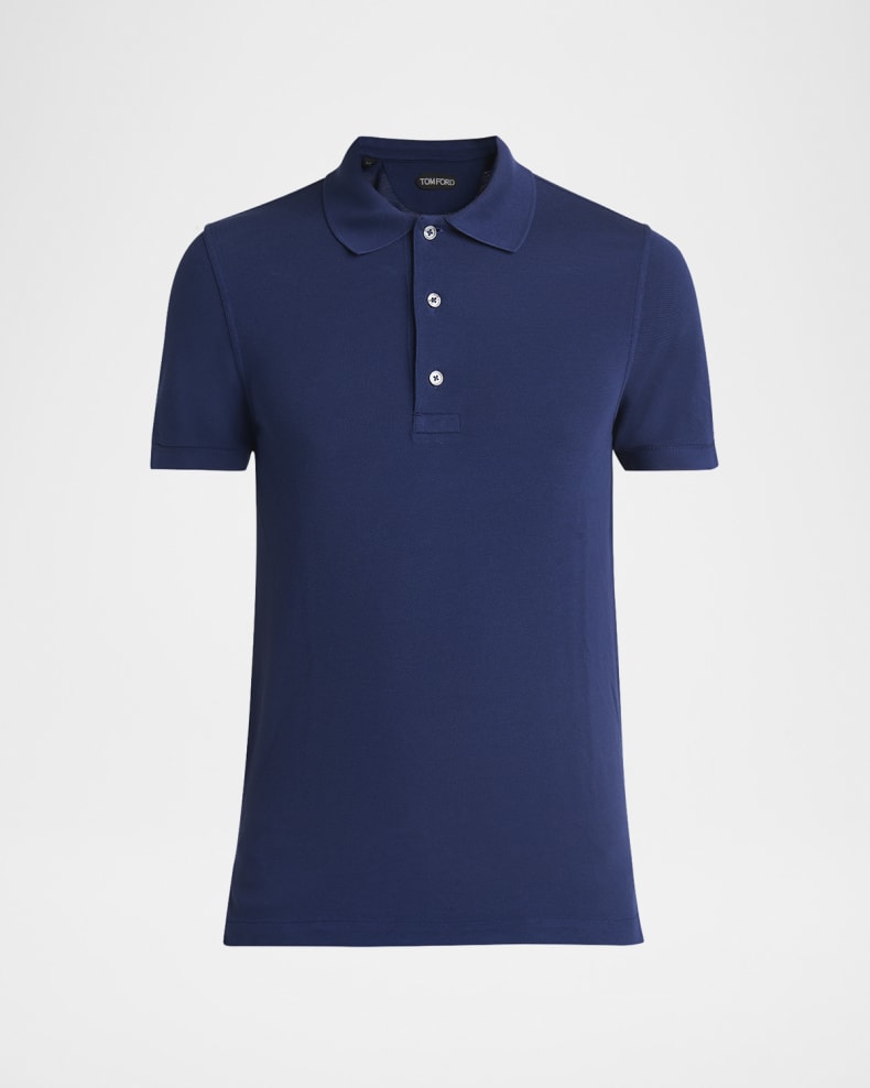 TOM FORD Men's Lyocell Pique Polo Shirt Bright nav