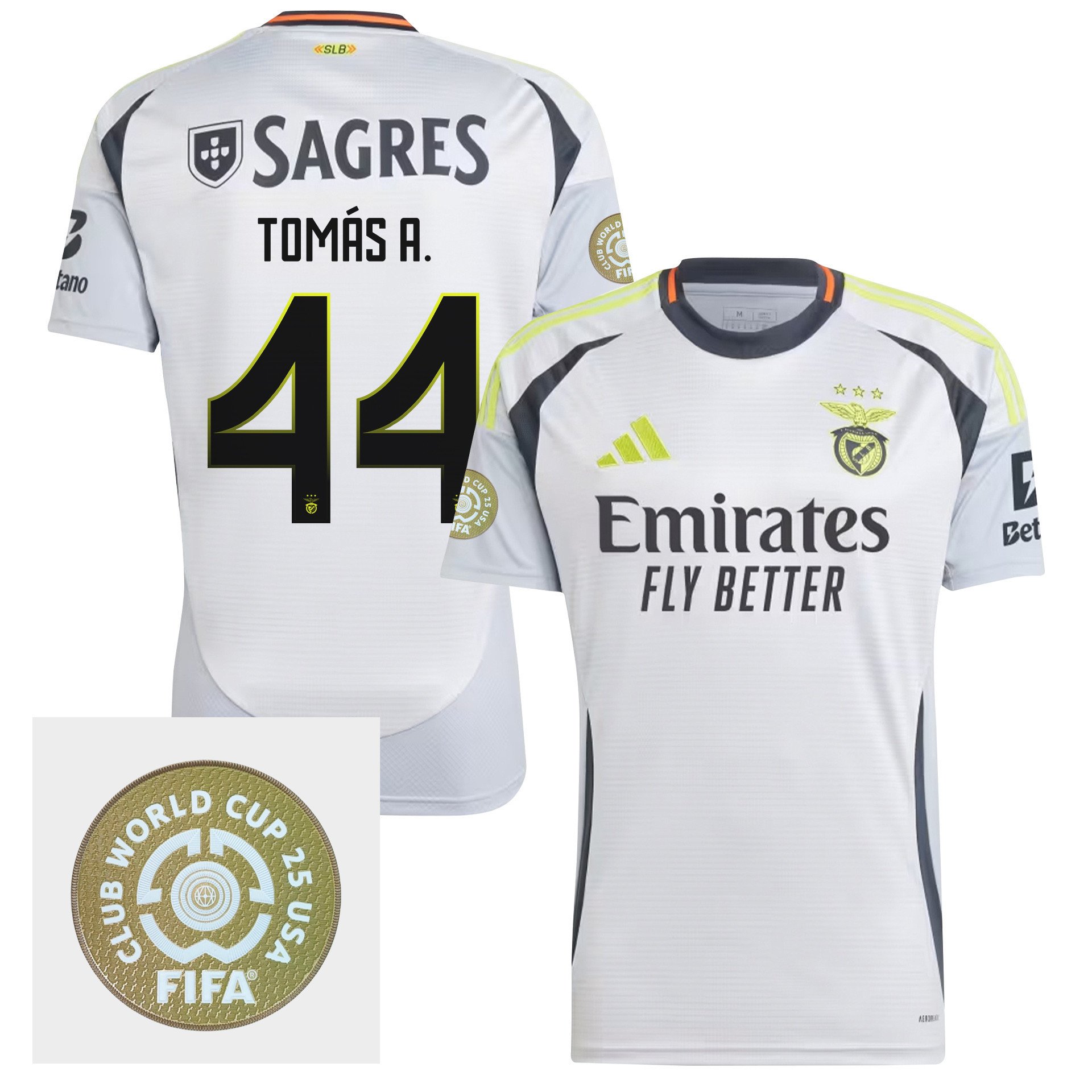 Toms Arajo 44 S.L. Benfica 2024/25 FIFA Club World Cup 25 USA Patch Third Men Jersey - White