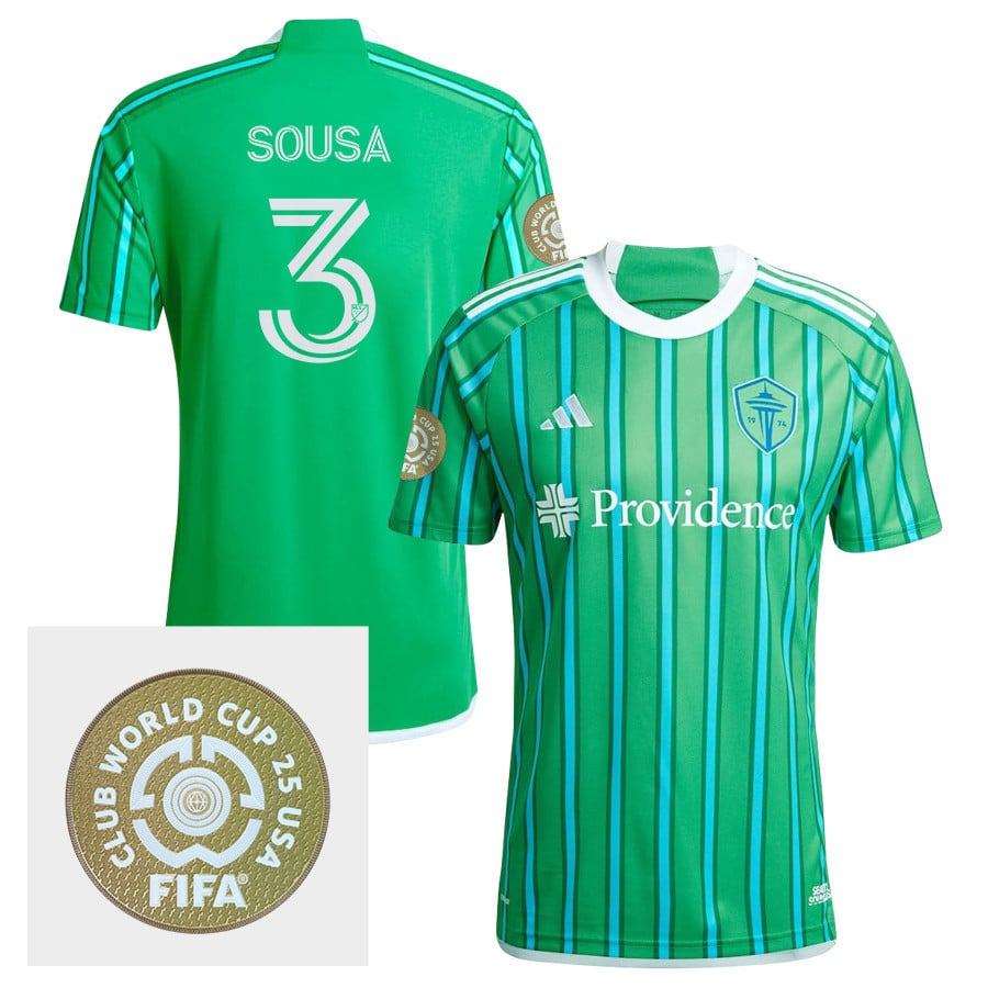 Travian Sousa 3 Seattle Sounders FC 2024 The Anniversary Kit FIFA Club World Cup 25 USA Patch Men Jersey - Green
