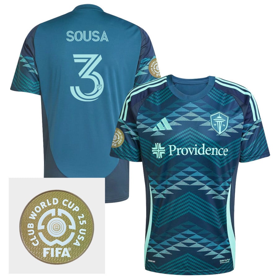 Travian Sousa 3 Seattle Sounders FC 2025 The Salish Sea Kit FIFA Club World Cup 25 USA Patch Men Jersey - Blue