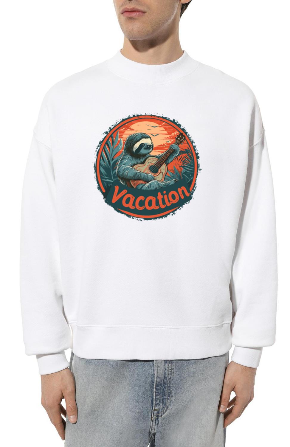 Tropical Sloth Guitar Vacation Sunset Beach - Unisex Sweatshirt