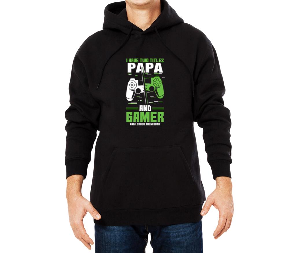 Two Titles Papa Gamer Video Game Lover Gaming - Unisex Hoodie