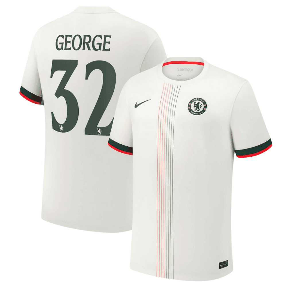 Tyrique George 32 Chelsea 2025/26 Cup Away Men Jersey - White