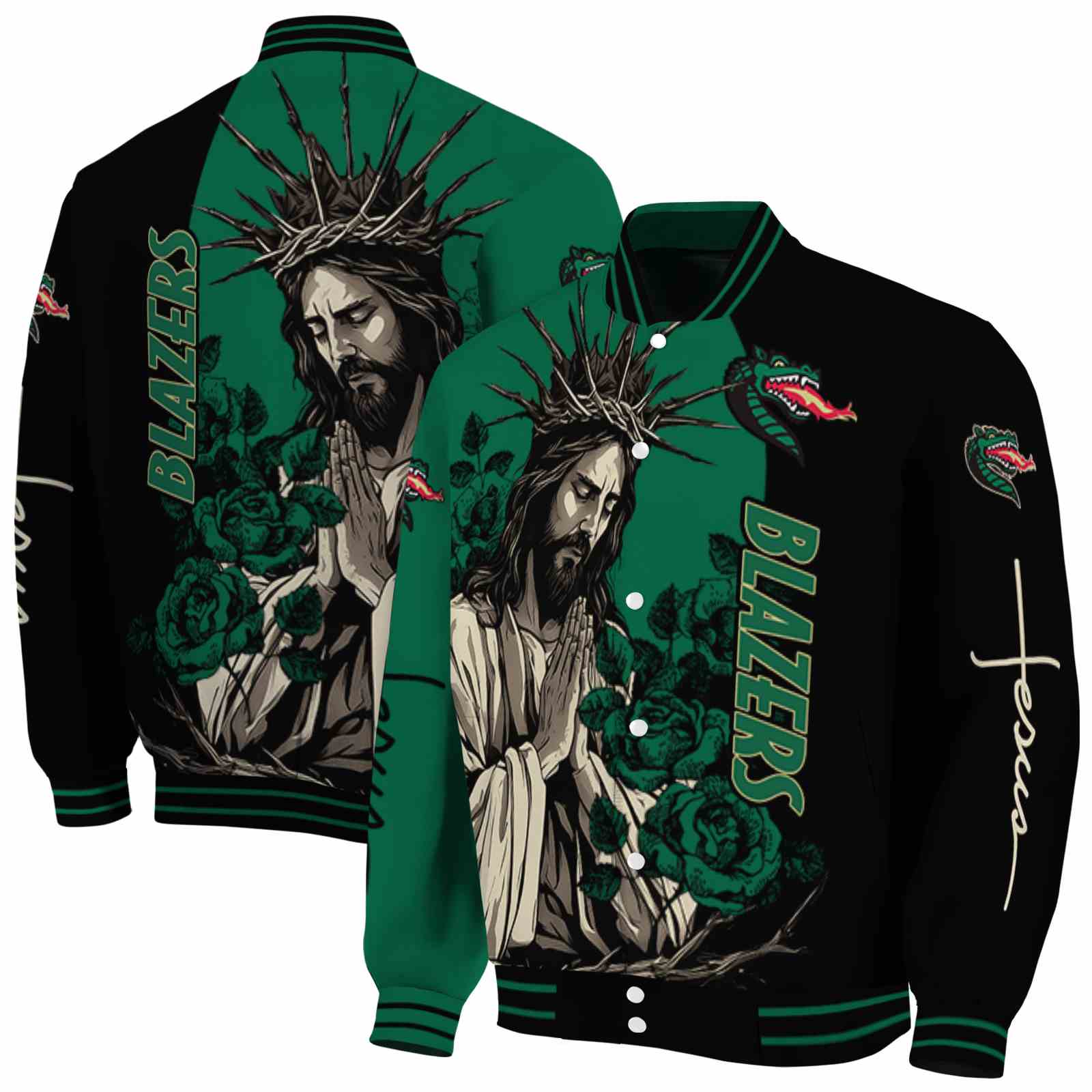 UAB Blazers NCAA Hands In Prayer Green Black Jacket Custom Gift For Sport Team Fans 
