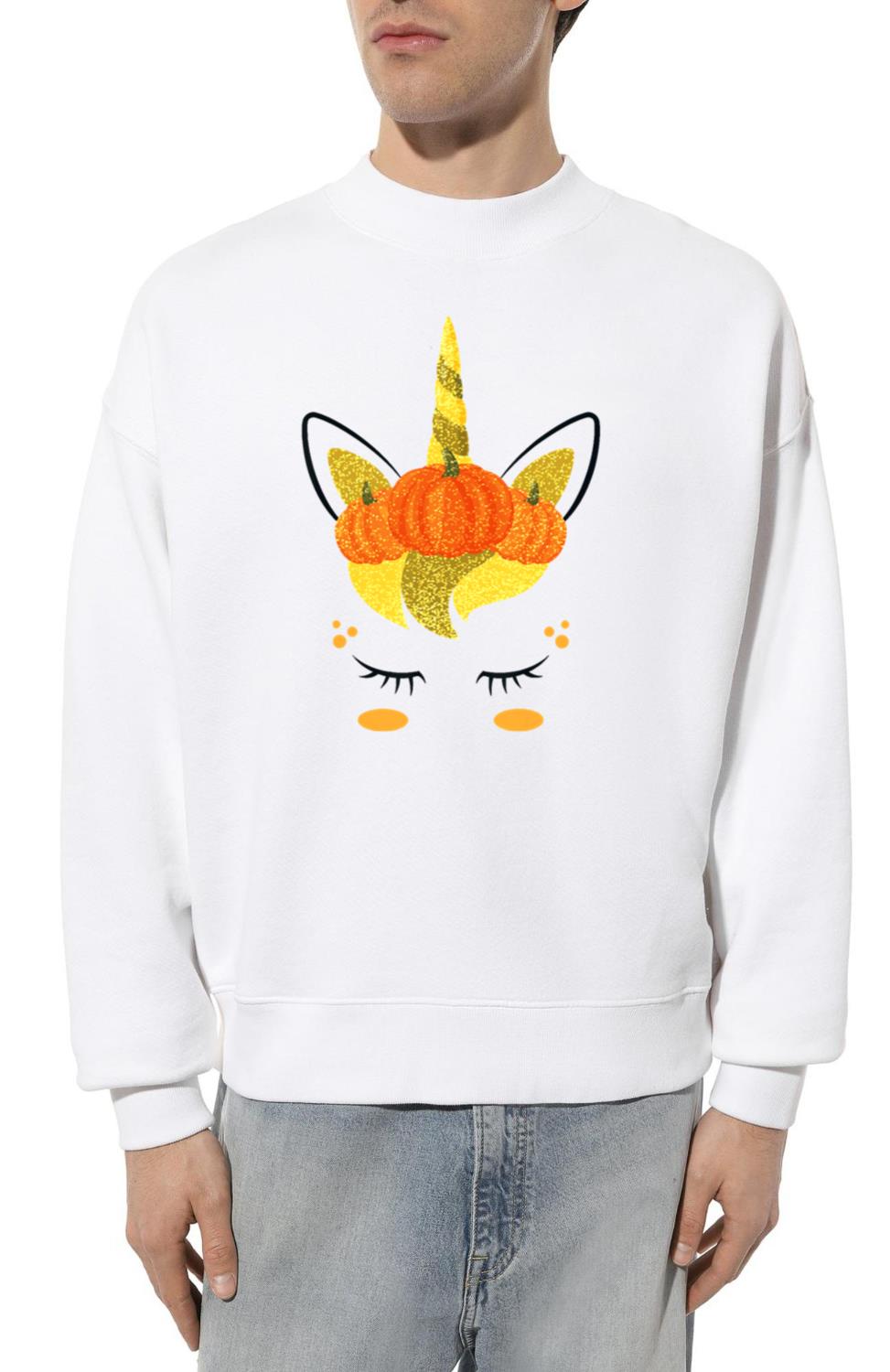 Unicorn Face Pumpkins Halloween Thanksgiving - Unisex Sweatshirt
