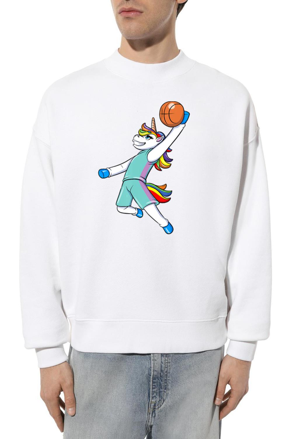 Unicorn Playing Basketball Girls Womens Cute - Unisex Sweatshirt